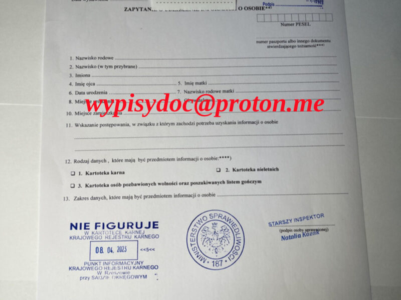 Zaświadczenie O Niekaralności Pełne