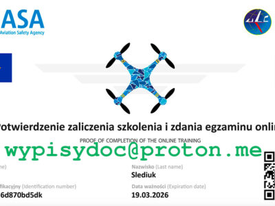 Certyfikat Kompetencji Pilota Drona A2 oraz A3