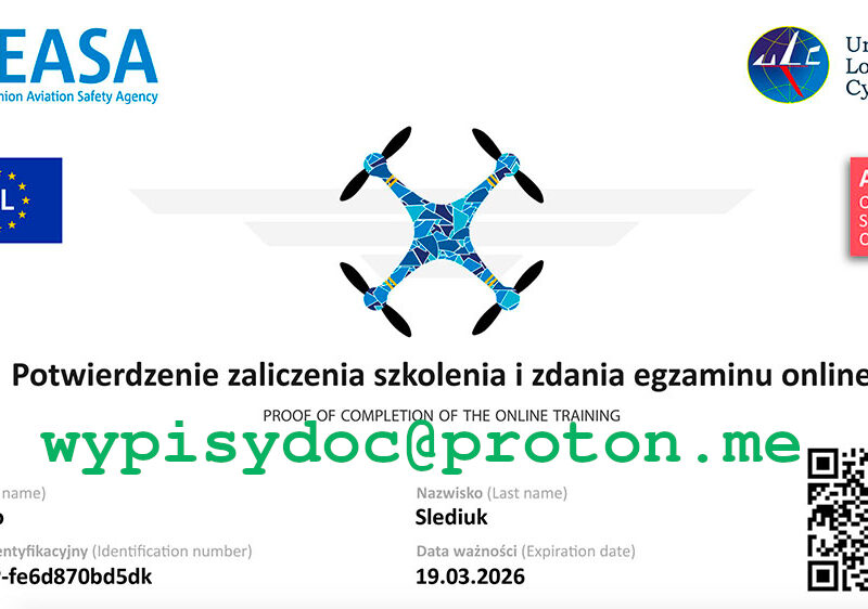 Certyfikat Kompetencji Pilota Drona A2 oraz A3