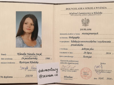 Dyplom Ukończenia Szkoły Wyższej -Dowolne Kierunki