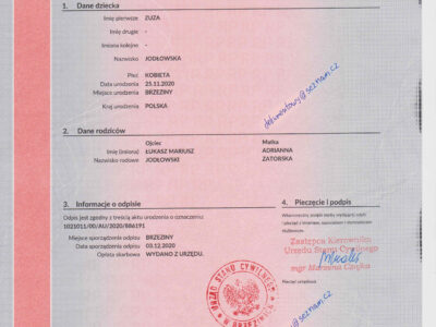 Akt Urodzenia Zgodność 1:1